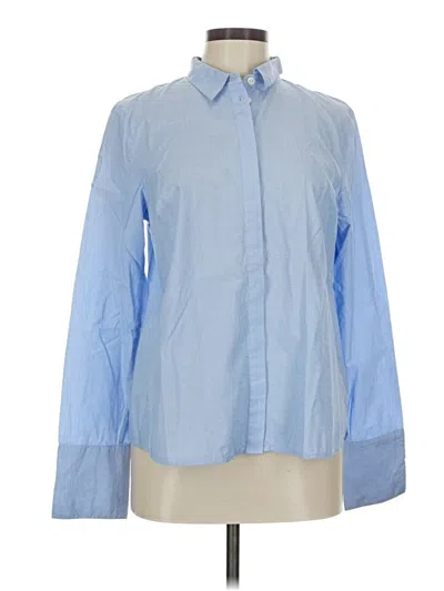 Pre-owned Jjill Long Sleeve Button Down Shirt In Blue