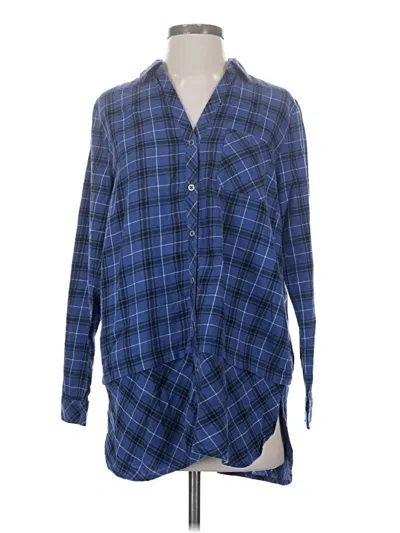 Pre-owned Jjill Long Sleeve Button Down Shirt In Blue