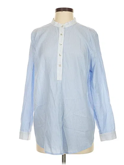 Pre-owned Jjill Long Sleeve Button Down Shirt In Blue
