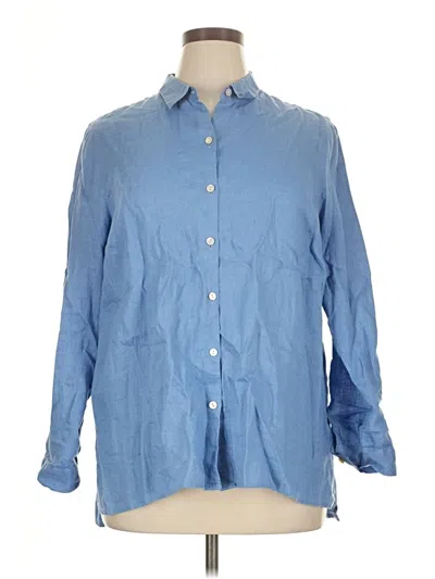 Pre-owned Jjill Long Sleeve Button Down Shirt In Blue