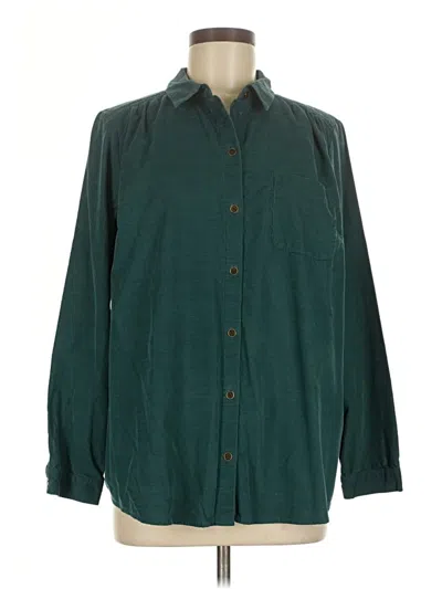 Pre-owned Jjill Long Sleeve Button Down Shirt In Blue