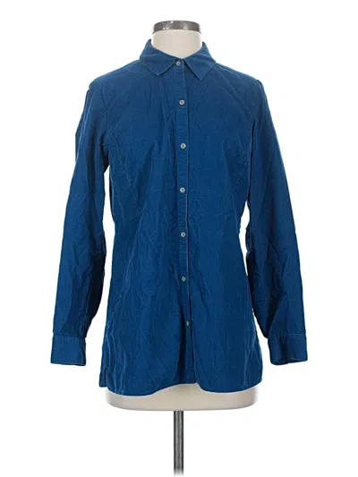 Pre-owned Jjill Long Sleeve Button Down Shirt In Blue