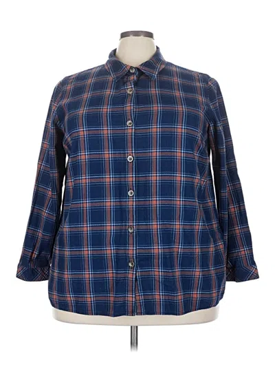 Pre-owned Jjill Long Sleeve Button Down Shirt In Blue