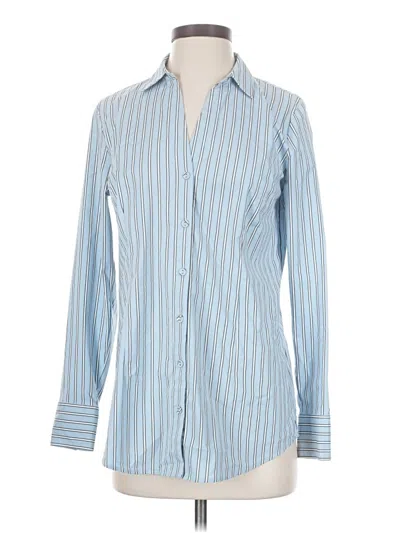 Pre-owned Jjill Long Sleeve Button Down Shirt In Blue