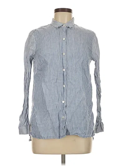Pre-owned Jjill Long Sleeve Button Down Shirt In Blue
