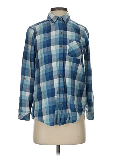 Pre-owned Jjill Long Sleeve Button Down Shirt In Blue