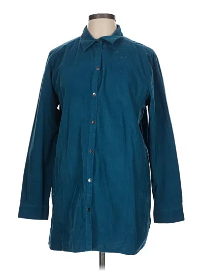 Pre-owned Jjill Long Sleeve Button Down Shirt In Blue