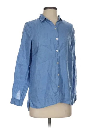 Pre-owned Jjill Long Sleeve Button Down Shirt In Blue