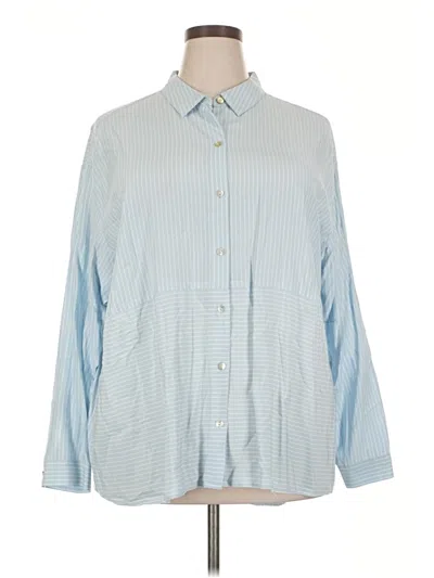 Pre-owned Jjill Long Sleeve Button Down Shirt In Blue