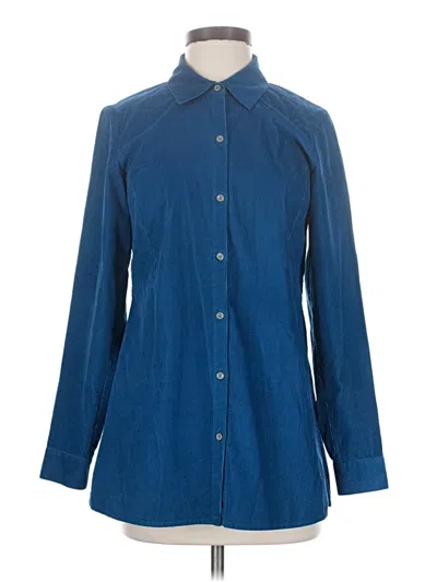 Pre-owned Jjill Long Sleeve Button Down Shirt In Blue