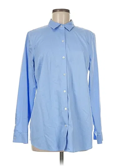 Pre-owned Jjill Long Sleeve Button Down Shirt In Blue