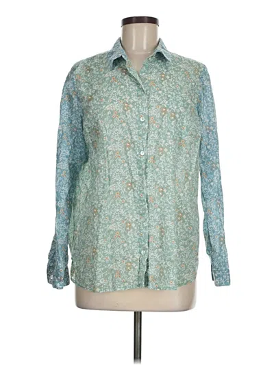 Pre-owned Jjill Long Sleeve Button Down Shirt In Blue