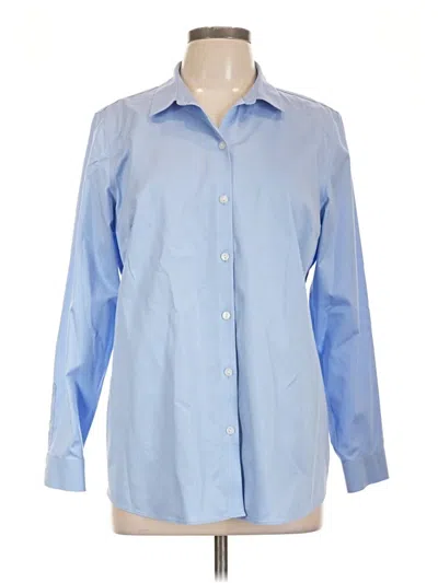 Pre-owned Jjill Long Sleeve Button Down Shirt In Blue