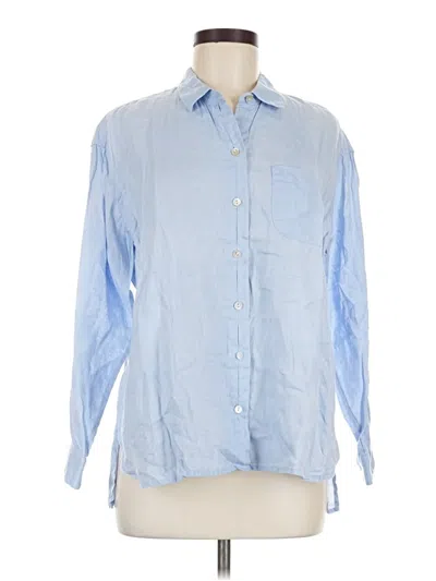 Pre-owned Jjill Long Sleeve Button Down Shirt In Blue