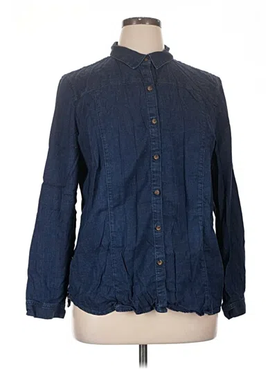 Pre-owned Jjill Long Sleeve Button Down Shirt In Blue