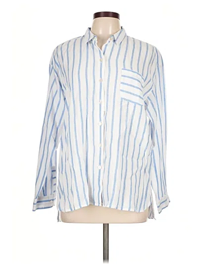 Pre-owned Jjill Long Sleeve Button Down Shirt In Blue