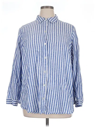 Pre-owned Jjill Long Sleeve Button Down Shirt In Blue