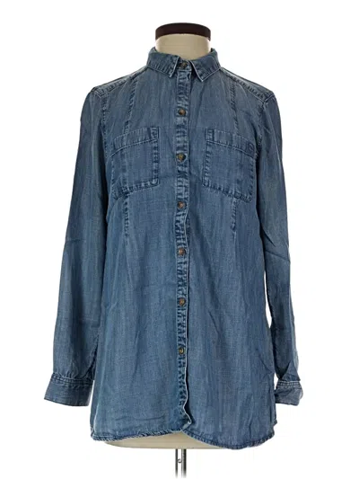 Pre-owned Jjill Long Sleeve Button Down Shirt In Blue