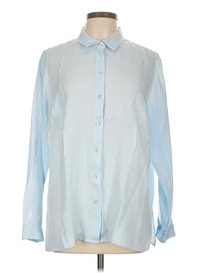 Pre-owned Jjill Long Sleeve Button Down Shirt In Blue