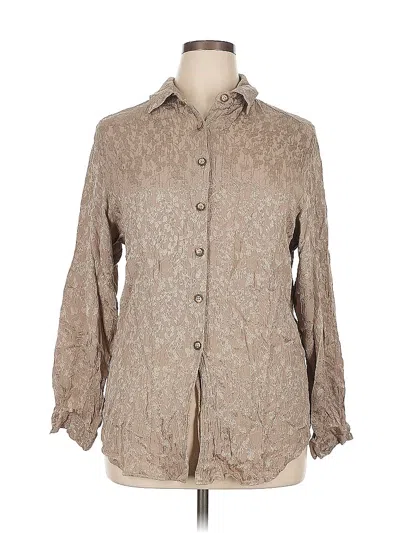 Pre-owned Jjill Long Sleeve Button Down Shirt In Brown