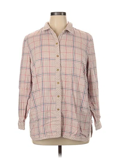 Pre-owned Jjill Long Sleeve Button Down Shirt In Brown