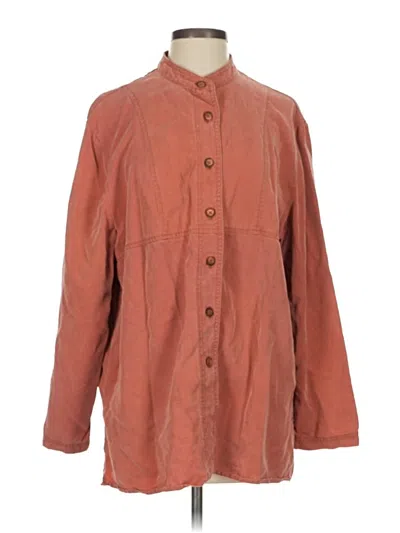 Pre-owned Jjill Long Sleeve Button Down Shirt In Brown