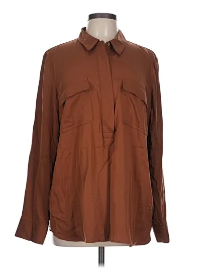 Pre-owned Jjill Long Sleeve Button Down Shirt In Brown