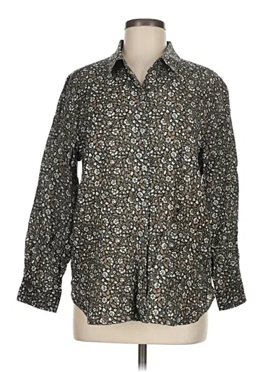 Pre-owned Jjill Long Sleeve Button Down Shirt In Brown