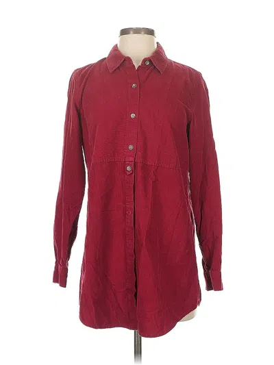 Pre-owned Jjill Long Sleeve Button Down Shirt In Burgundy