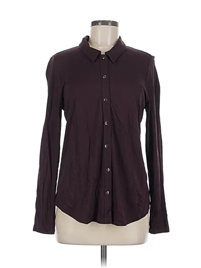 Pre-owned Jjill Long Sleeve Button Down Shirt In Burgundy