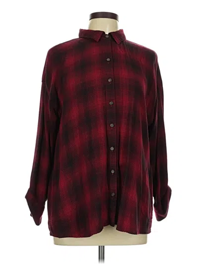 Pre-owned Jjill Long Sleeve Button Down Shirt In Burgundy