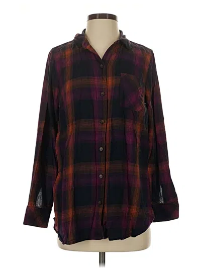 Pre-owned Jjill Long Sleeve Button Down Shirt In Burgundy