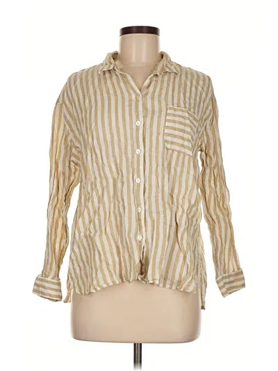 Pre-owned Jjill Long Sleeve Button Down Shirt In Gold