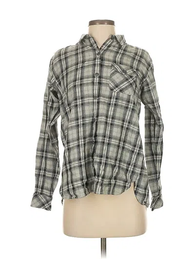 Pre-owned Jjill Long Sleeve Button Down Shirt In Gray
