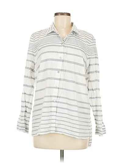 Pre-owned Jjill Long Sleeve Button Down Shirt In Gray