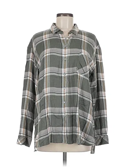 Pre-owned Jjill Long Sleeve Button Down Shirt In Gray