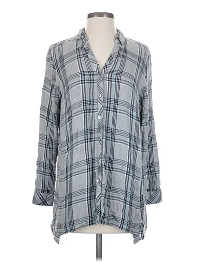 Pre-owned Jjill Long Sleeve Button Down Shirt In Gray