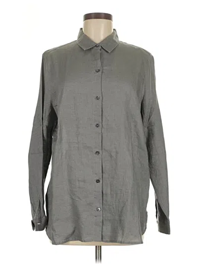Pre-owned Jjill Long Sleeve Button Down Shirt In Gray