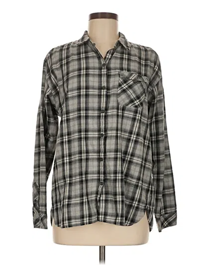 Pre-owned Jjill Long Sleeve Button Down Shirt In Gray
