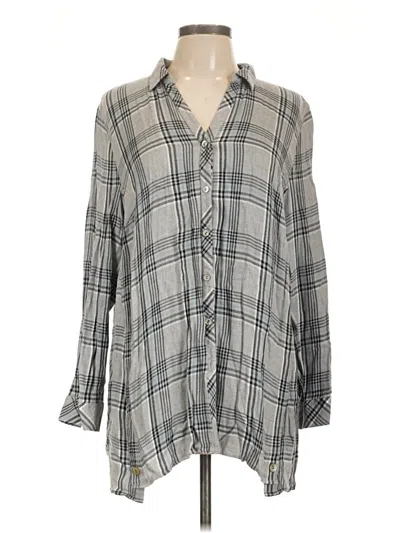 Pre-owned Jjill Long Sleeve Button Down Shirt In Gray