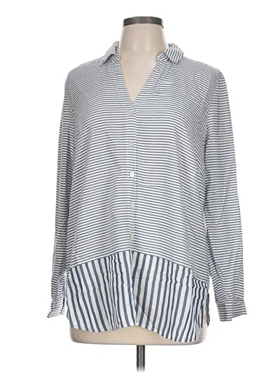 Pre-owned Jjill Long Sleeve Button Down Shirt In Gray