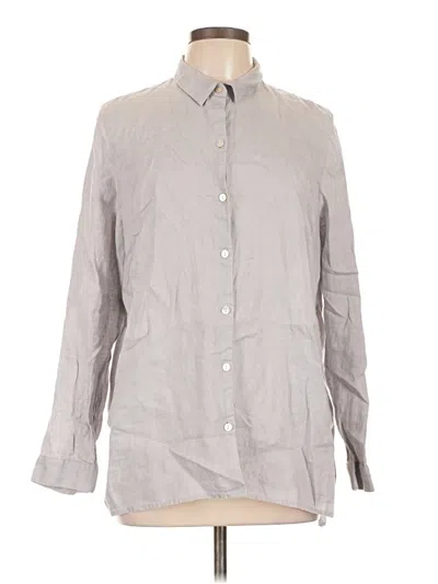 Pre-owned Jjill Long Sleeve Button Down Shirt In Gray