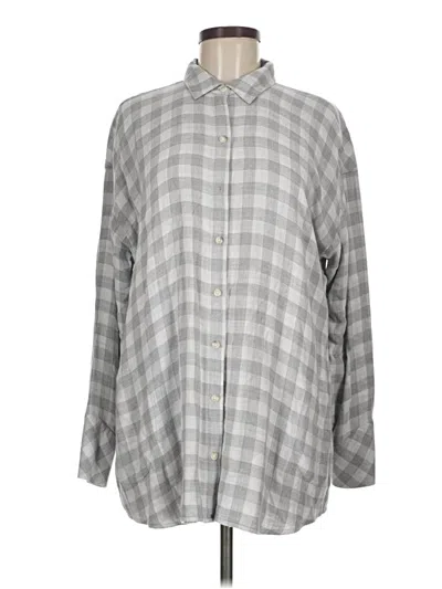 Pre-owned Jjill Long Sleeve Button Down Shirt In Gray
