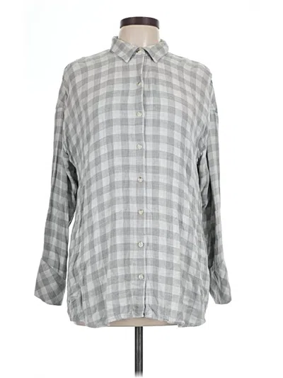 Pre-owned Jjill Long Sleeve Button Down Shirt In Gray