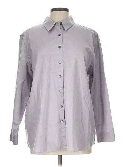 Pre-owned Jjill Long Sleeve Button Down Shirt In Gray