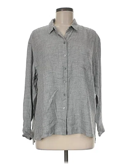 Pre-owned Jjill Long Sleeve Button Down Shirt In Gray