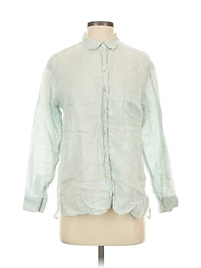 Pre-owned Jjill Long Sleeve Button Down Shirt In Green