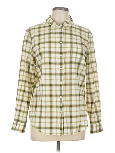 Pre-owned Jjill Long Sleeve Button Down Shirt In Green