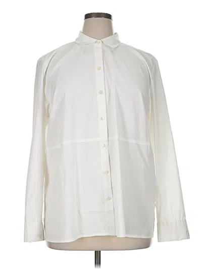 Pre-owned Jjill Long Sleeve Button Down Shirt In Ivory