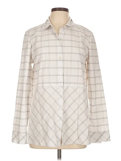 Pre-owned Jjill Long Sleeve Button Down Shirt In Ivory